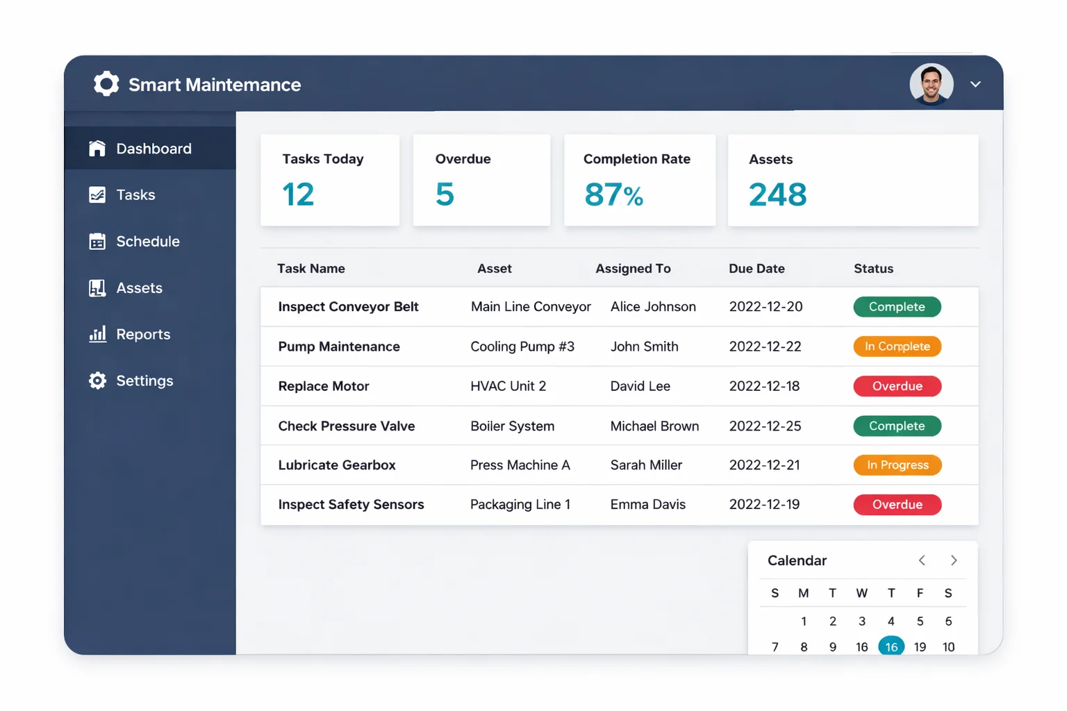 Smart Maintenance Task Manager — Web Dashboard