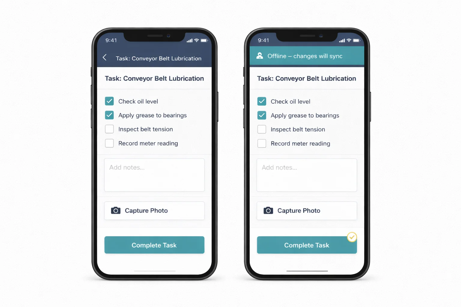 Smart Maintenance Task Manager mobile app — offline capable