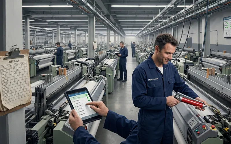 Textile manufacturing maintenance workflow